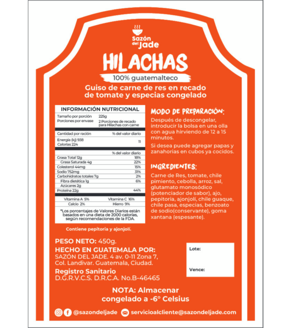 05 Hilachas con Carne de Res etiqueta