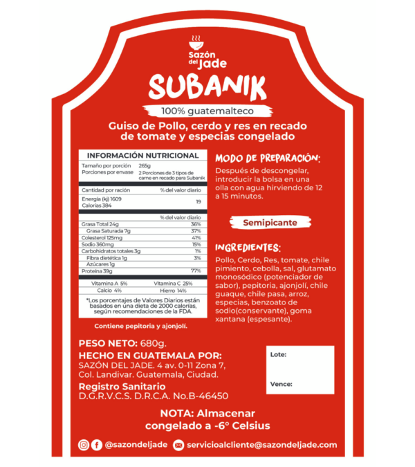 06 Subanik de 3 carnes etiqueta